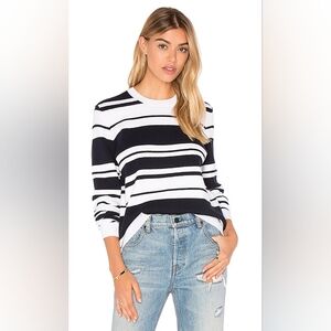 NWT Frame Denim Le Sculpture Long Sleeve Sweater Navy Blue White Stripe Size XS
